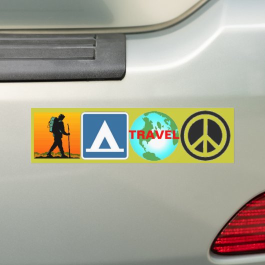 Hike, Camp, Reizen, Vrede Bumpersticker (Op auto)