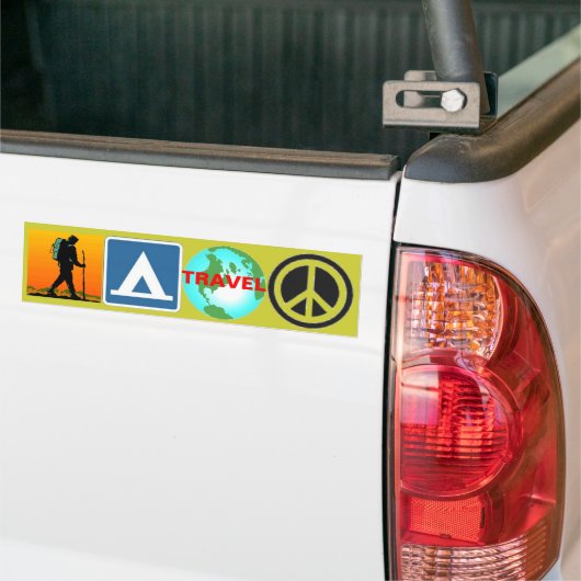 Hike, Camp, Reizen, Vrede Bumpersticker (Op Truck)