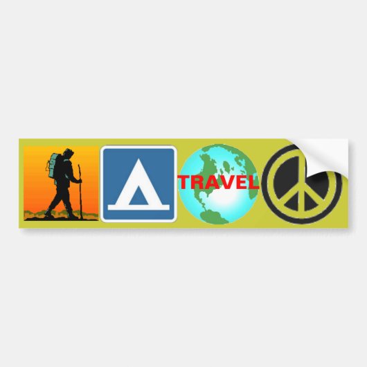 Hike, Camp, Reizen, Vrede Bumpersticker (Voorkant)