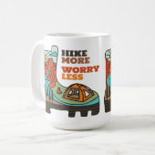Hike More Worry Less Funny Camping Mug Koffiemok (Voorkant links)