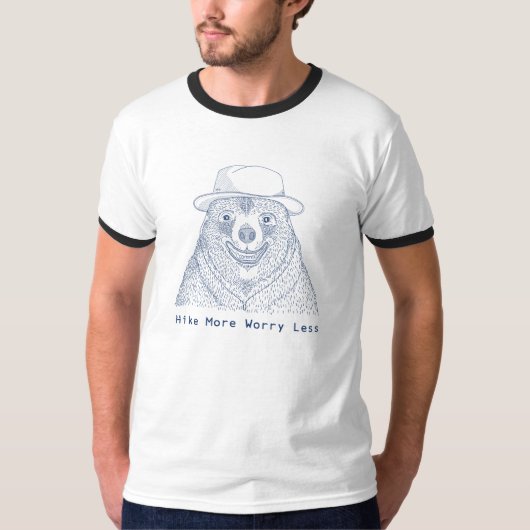 Hike more Worry less / glimlachte Beer T-Shirt (Voorkant)