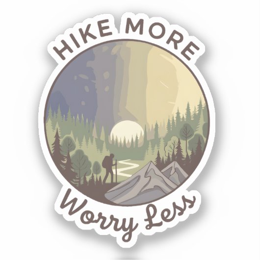 Hike More, Worry Less Sticker (Voorkant)
