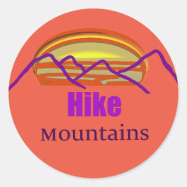 Hike Mountains Paars Simplistic Sunset Sticker