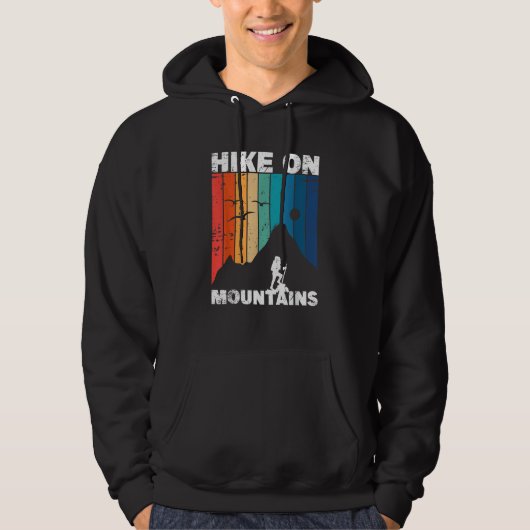 Hike On Mountains Vintage  Camping and Hiking Hoodie (Voorkant)