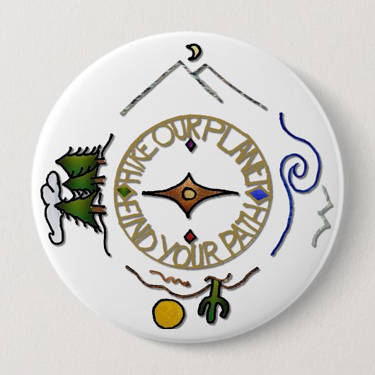 Hike Our Planet Hiker's Soul Compass 4-inch Button (Voorkant)