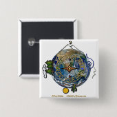Hike Our Planet Hiker's Soul Compass Earth Vierkante Button 5,1 Cm (Voorkant /achterkant)