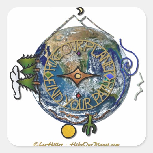 Hike Our Planet Hiker's Soul Compass Earth Vierkante Sticker (Voorkant)