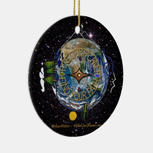 Hike Our Planet Hiker's Soul Compass Space Keramisch Ornament (Rechts)