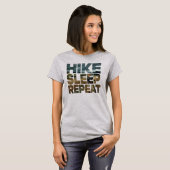 Hike Sleep Herhaal wandelen T-shirt (Voorkant volledig)