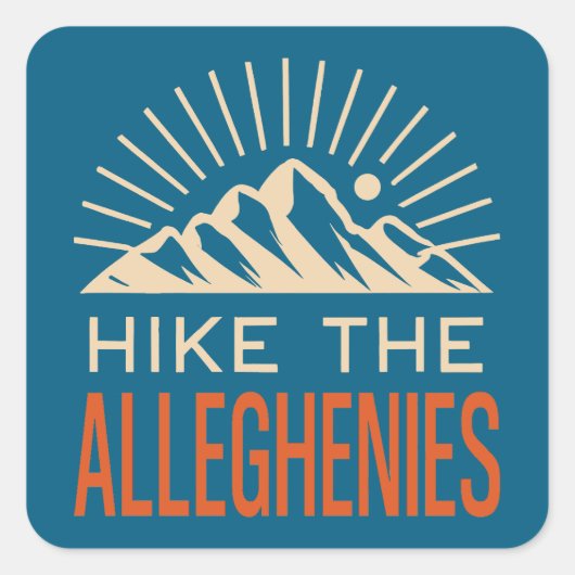 Hike The Allegheny Mountains Sunburst Vierkante Sticker (Voorkant)