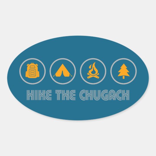 Hike The Chugach Mountains Alaska Ovale Sticker (Voorkant)