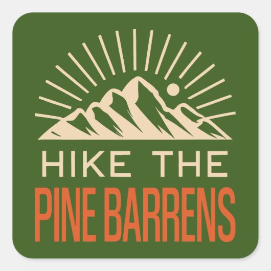 Hike The Pine Barrens New Jersey Sunburst Vierkante Sticker (Voorkant)