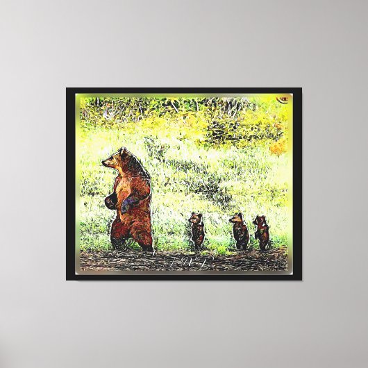 Hike van de bruine Beer familie Canvas Afdruk (Voorkant)