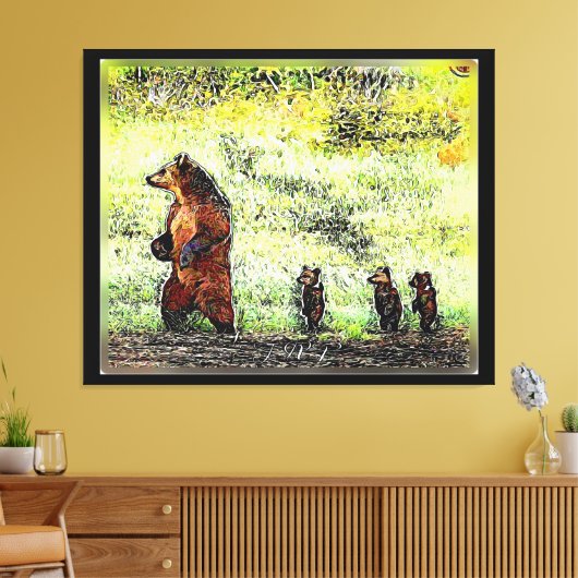 Hike van de bruine Beer familie Canvas Afdruk (Insitu (Woonkamer))