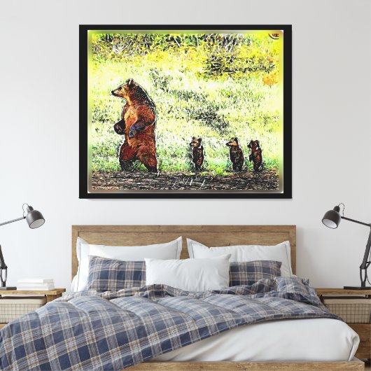 Hike van de bruine Beer familie Canvas Afdruk (Insitu (Slaapkamer))