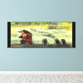 Hike van de bruine Beer familie Canvas Afdruk (Insitu (Houten vloer))