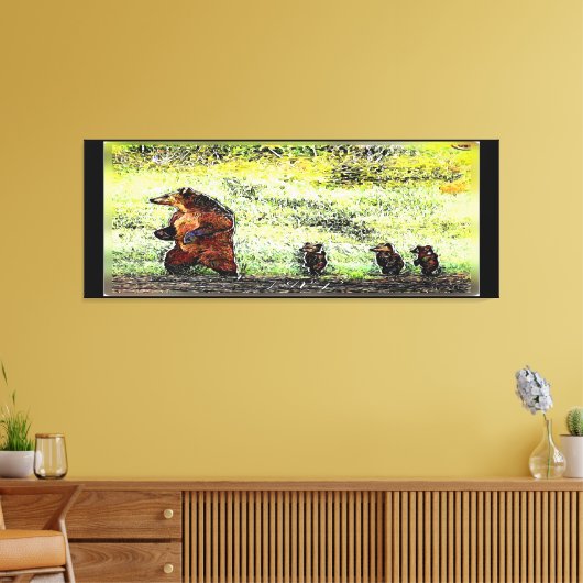 Hike van de bruine Beer familie Canvas Afdruk (Insitu (Woonkamer))