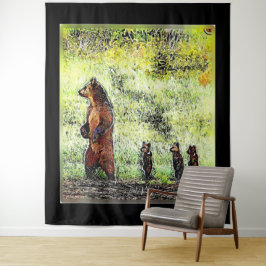 Hike van de bruine Beer familie Wandkleed