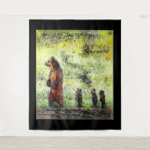Hike van de bruine Beer familie Wandkleed (Voorkant)