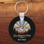 Hike Zion National Park Utah Ontdek Schilderachtig Sleutelhanger (Voorkant)