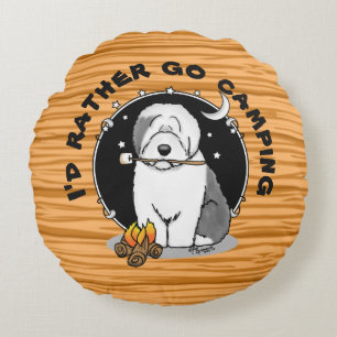 Hiker Camper Old English Sheepdog Dog Grey 1 Rond Kussen