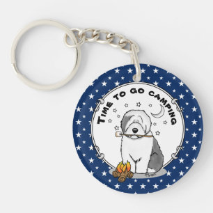 Hiker Camper Old English Sheepdog Dog Grey 1 Sleutelhanger