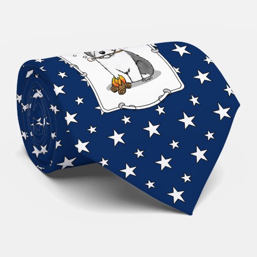 Hiker Camper Old English Sheepdog Dog Grey 1 Stropdas (Opgerold)