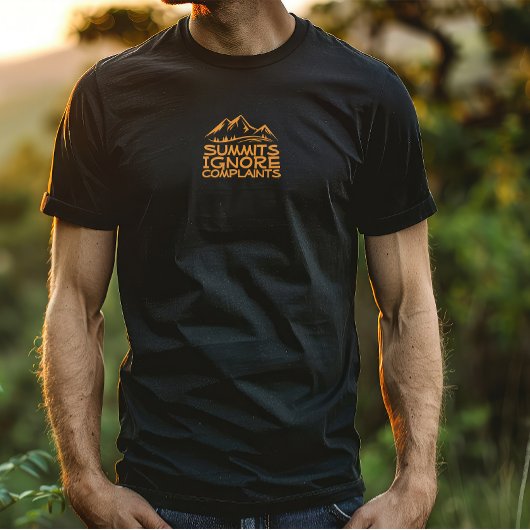 Hiker camping humor black orange t-shirt