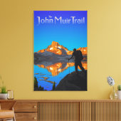 Hiker en Banner Peak - John Muir Trail - Logo Canvas Afdruk (Insitu (Woonkamer))