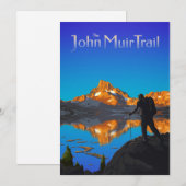 Hiker en Banner Peak - John Muir Trail - Logo Feestdagenkaart (Voorkant / Achterkant)