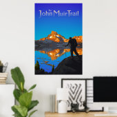 Hiker en Banner Peak - John Muir Trail - Logo Poster (Thuiskantoor)