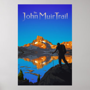 Hiker en Banner Peak - John Muir Trail - Logo Poster