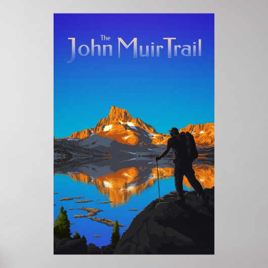 Hiker en Banner Peak - John Muir Trail - Logo Poster (Voorkant)