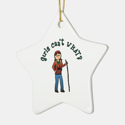 Hiker Girl Keramisch Ornament (Links)