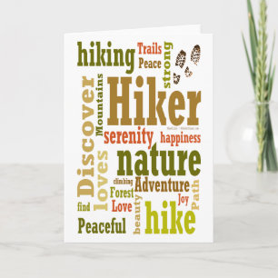 Hiker Hiking Word Cloud Folded Wenskaart Kaart