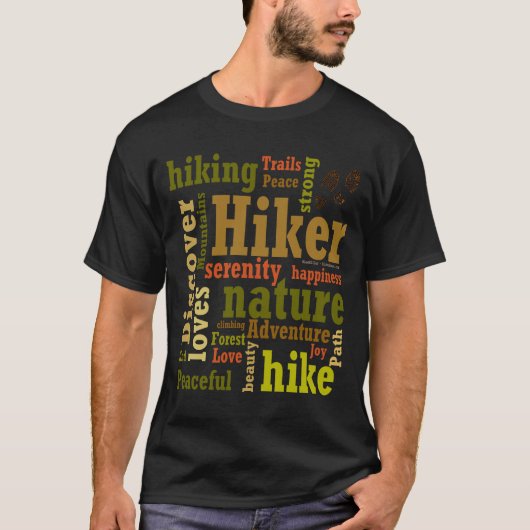 Hiker Hiking Word Cloud Mannen T-Shirt (Voorkant)