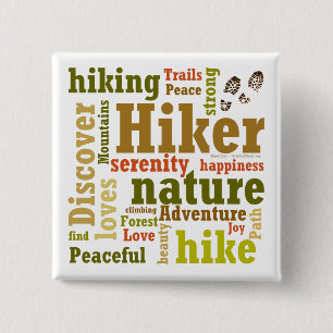 Hiker Hiking Word Cloud Square Button