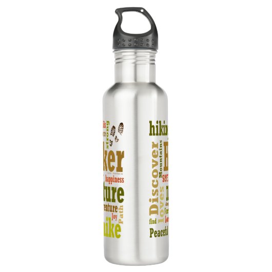 Hiker Hiking Word Cloud Water Bottle Waterfles (Achterkant)