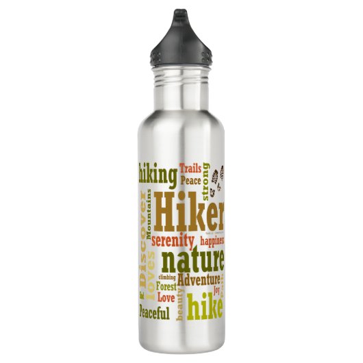 Hiker Hiking Word Cloud Water Bottle Waterfles (Rechts)