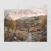 Hiker in de heuvels briefkaart (Voorkant)