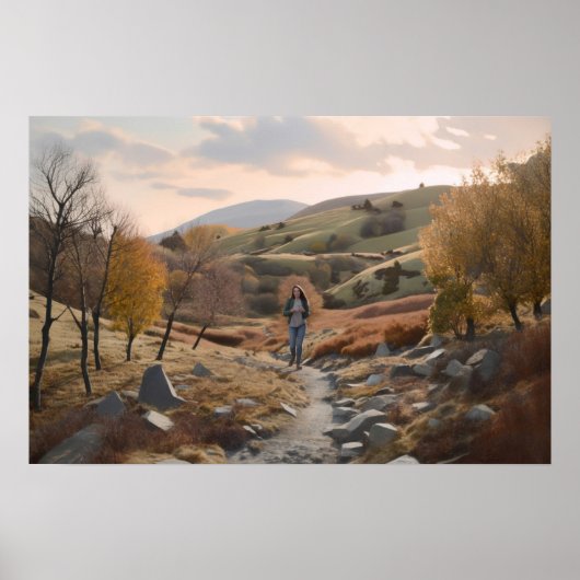 Hiker in de heuvels poster (Voorkant)