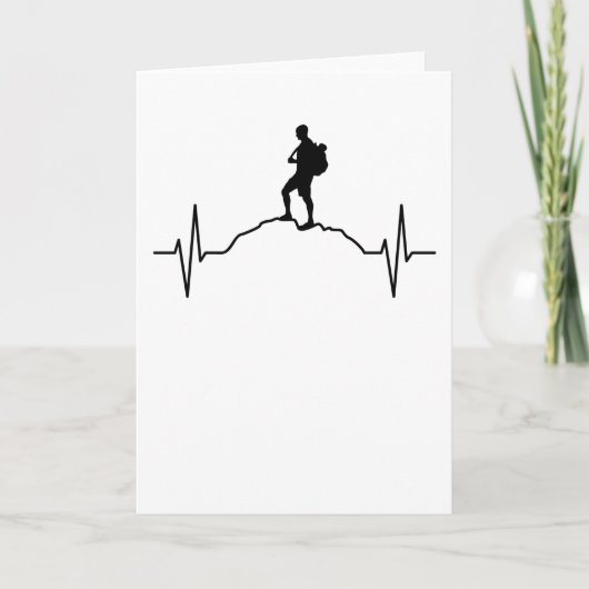 Hiker Mountaineer Outdoor Heartbeat Gift Kaart (Voorkant)