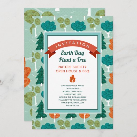 Hiker Natuur Society Earth Day Trees Pattern Kaart (Voorkant / Achterkant)