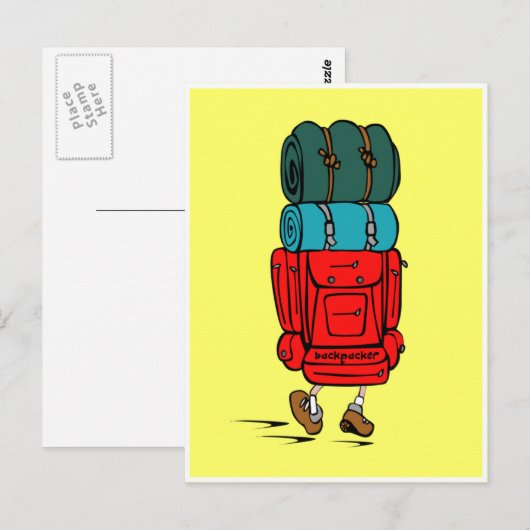 Hiker-rugzak met enorme rugzak briefkaart (Voorkant / Achterkant)