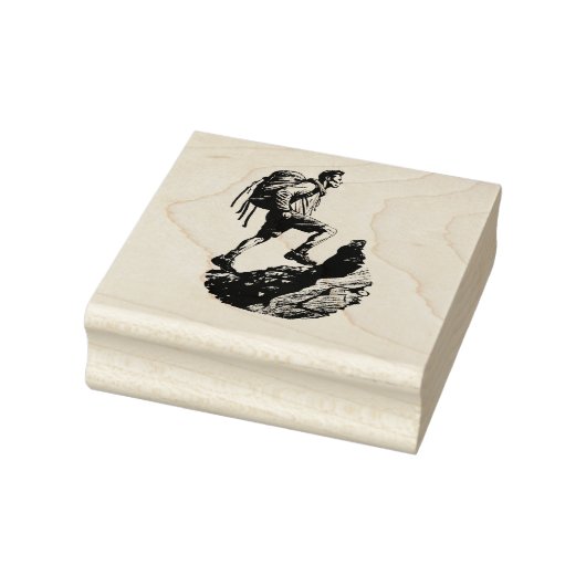 Hiker Scailing The Edge Of A Steep Mountain Rubberstempel (Stempel)