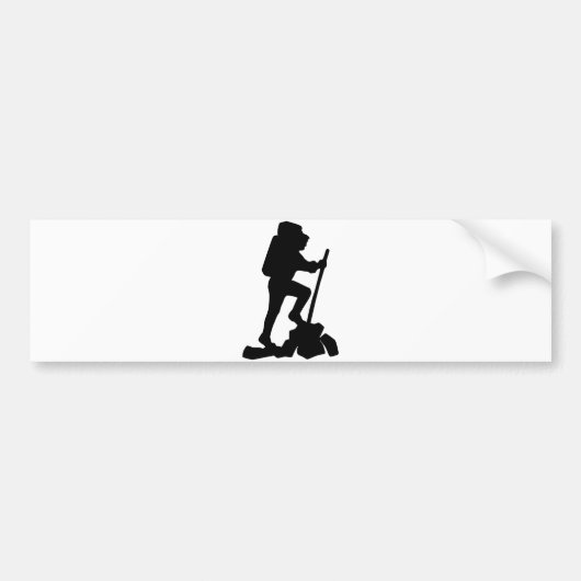 Hiker Silhouette Emblem Grafisch Design Backpacker Bumpersticker (Voorkant)