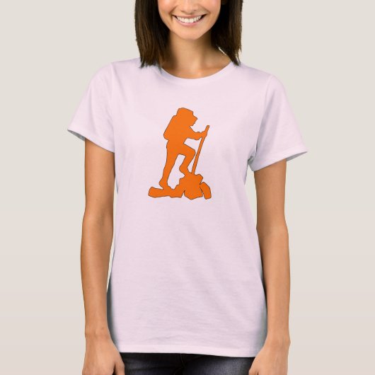 Hiker Silhouette Emblem Grafisch Design Backpacker T-shirt (Voorkant)