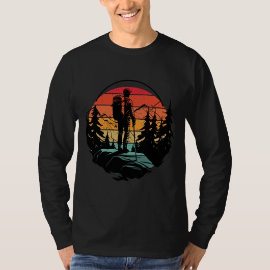 Hiker sunset retro t-shirt (Voorkant)