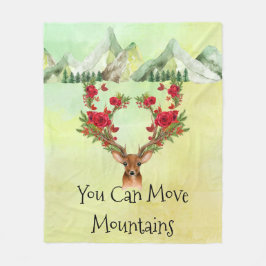 Hikers Fleece Blanket met Mountains and Deer'