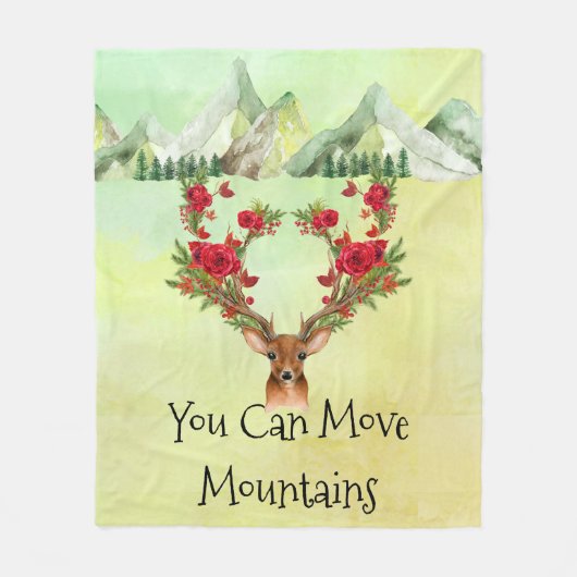 Hikers Fleece Blanket met Mountains and Deer' (Voorkant)
